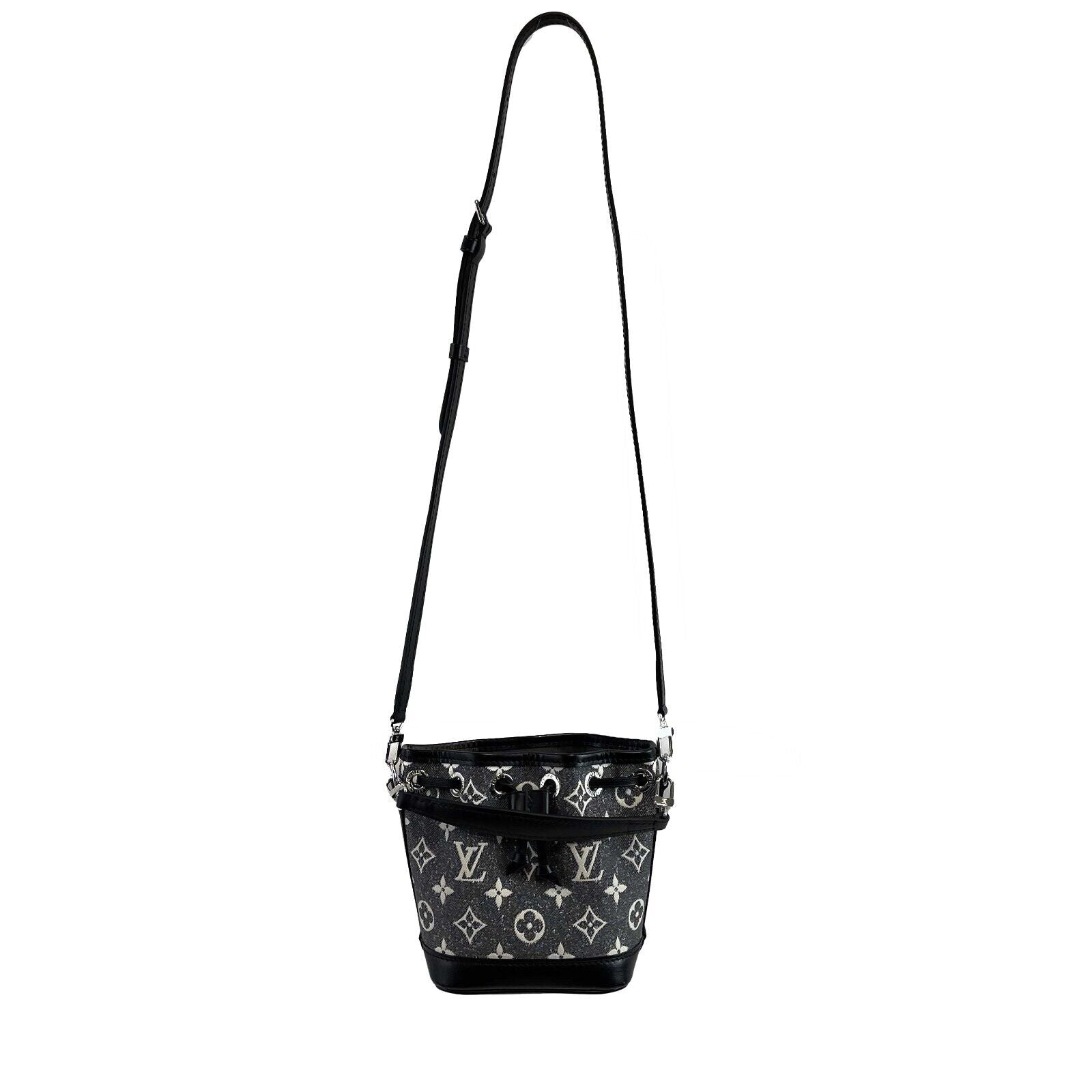 Authentic Louis Vuitton Monogram Jacquard Denim Nano Noe Crossbody Bag - Gray & Black Luxury Handbag | Perfect for Casual Outings, Date Nights & Travel Accessories