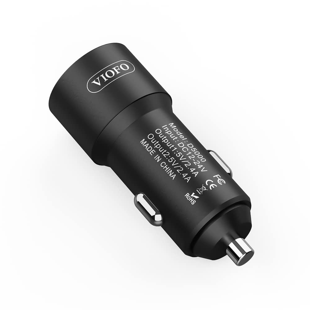 VIOFO D5000 Type-C USB Car Charger with 11.4ft (3.5M) Power Cable - Compatible with A229 Pro, A229 Plus, A119 Mini 2, A139 Pro, T130 & WM1 Dash Cams - Fast Charging for Road Trips & Daily Commutes