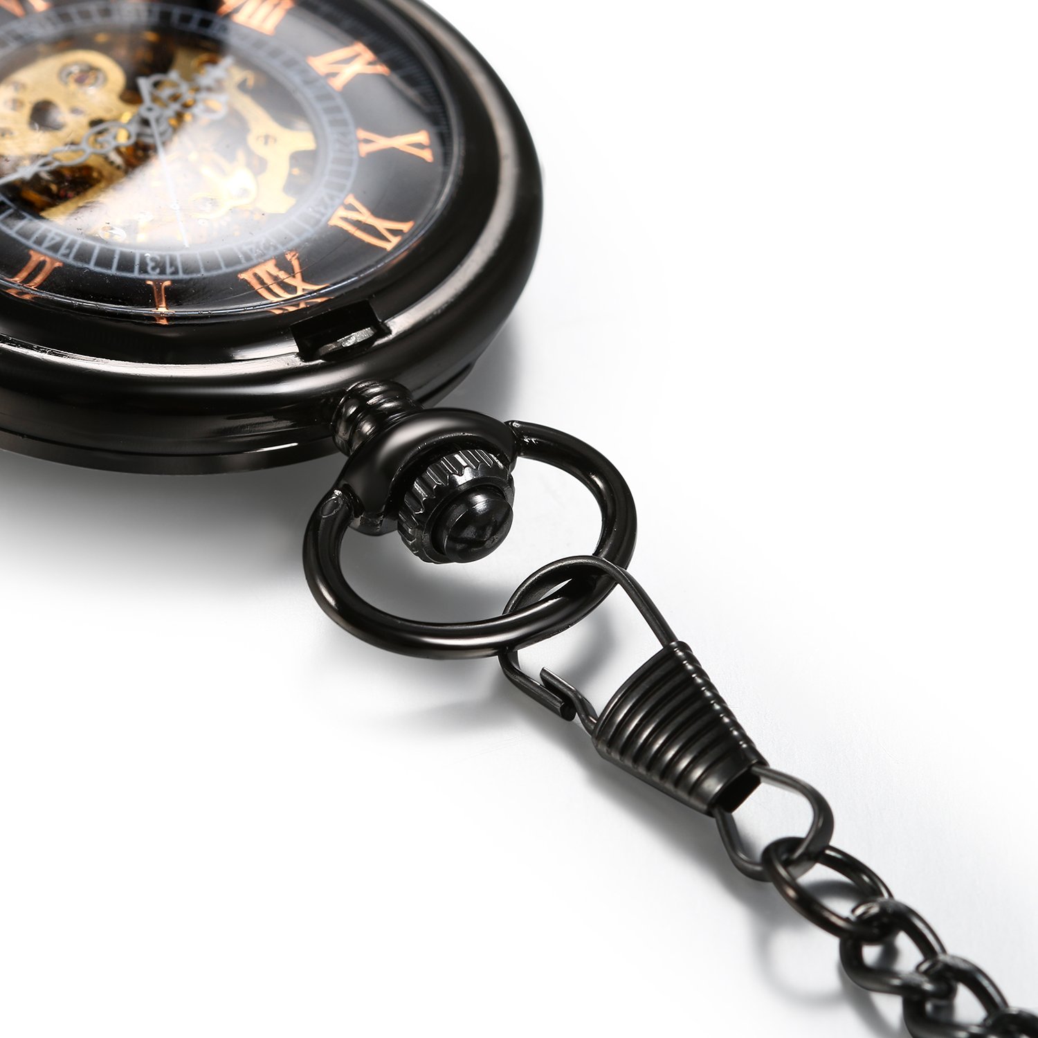 Antique Mechanical Pocket Watch - Retro Classic Hand-Wind Steampunk Fob Watch with Chain | Vintage Style Gift for Collectors, Cosplay & Special Occasions
