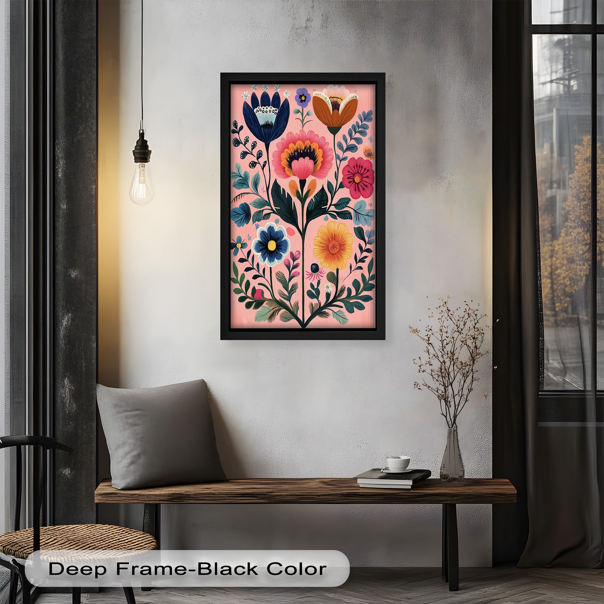 Whimsical Boho Flower Oil Painting - Blossom Carnival - Handmade Art for Home Decor, Living Room, Bedroom & Office Wall