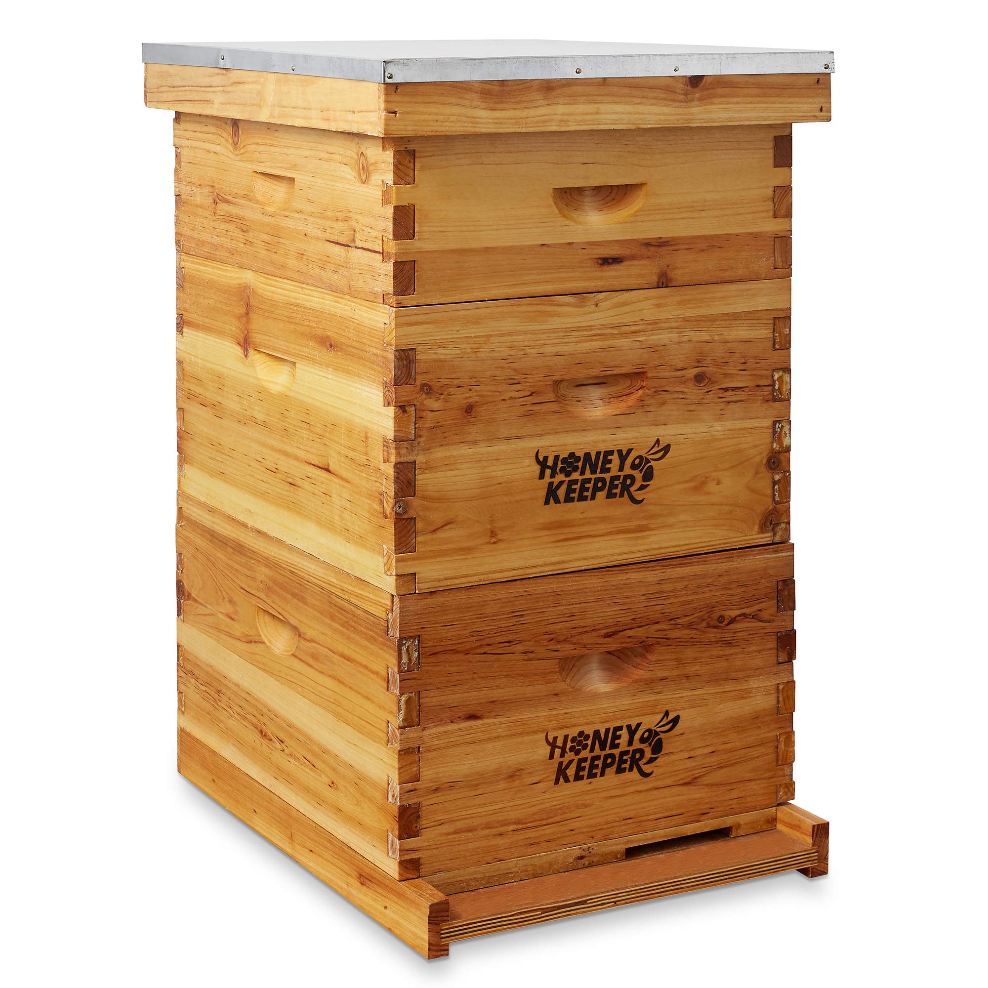 10 Frame Langstroth Beehive Box Kit - 100% Beeswax Coated Deep & Medium Wooden Frames with Waxed Foundations - Complete Beekeeping Starter Set for Honey Production & Pollinator Gardens