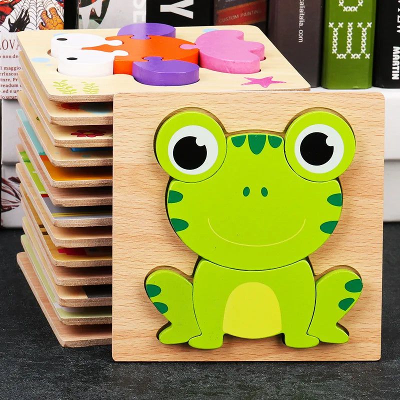 3D Wooden Animal Puzzles for Toddlers - Educational Learning Toys for Kids - Perfect for Early Childhood Development & Montessori Playtime