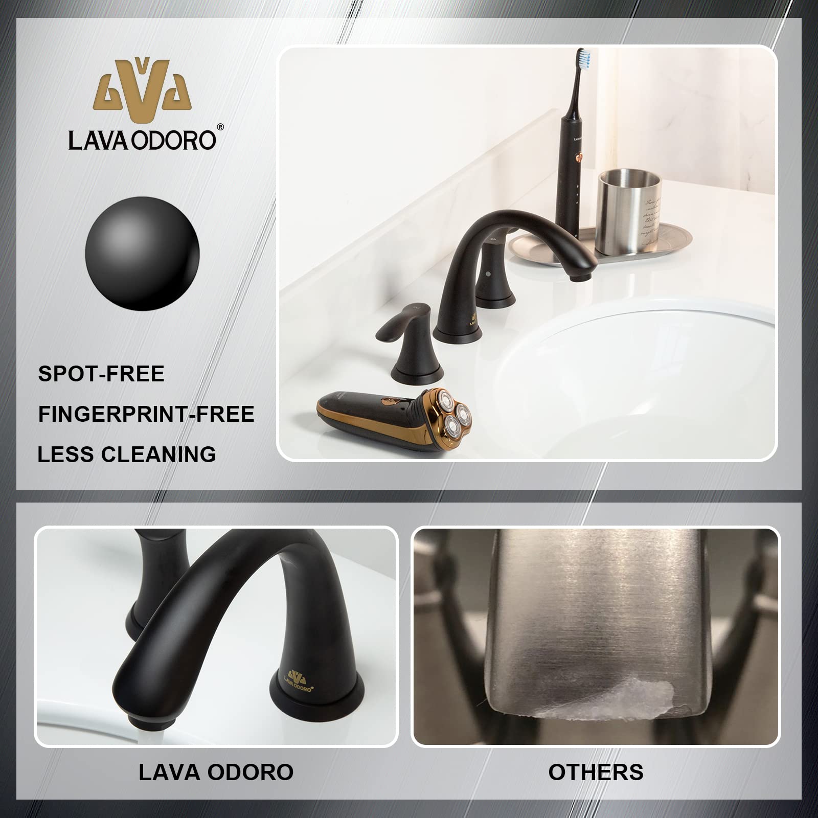 Matte Black 8 Inch Widespread Bathroom Sink Faucet - 3 Hole 2 Handle Vanity Faucet with Pop-Up Drain Assembly (Model BF405-MB) - Perfect for Modern Bathroom Renovations & Luxury Home Decor