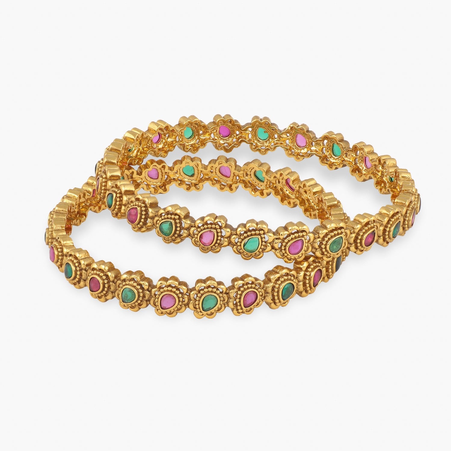 Antique Bangles for Women - Vintage Indian Jewelry - Handcrafted Brass & Glass Bangles - Perfect for Weddings, Festivals & Boho Fashion