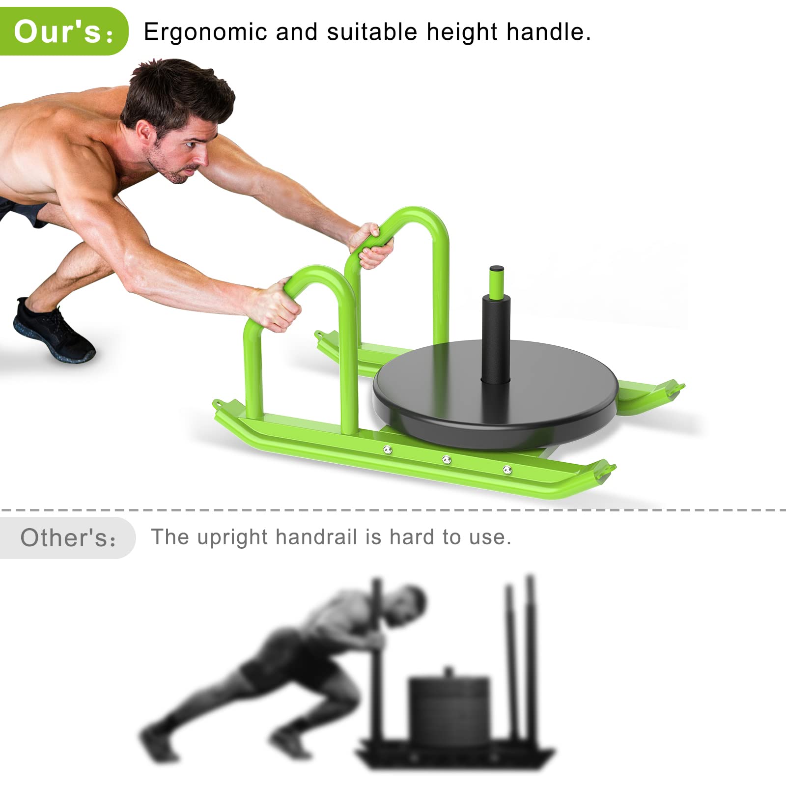 Kipika Adjustable Weight Sled for Speed Training & Strength Workouts - Heavy Duty Fitness Sled with Height Adjustment - Build Muscle & Explosive Power - Compatible with 1