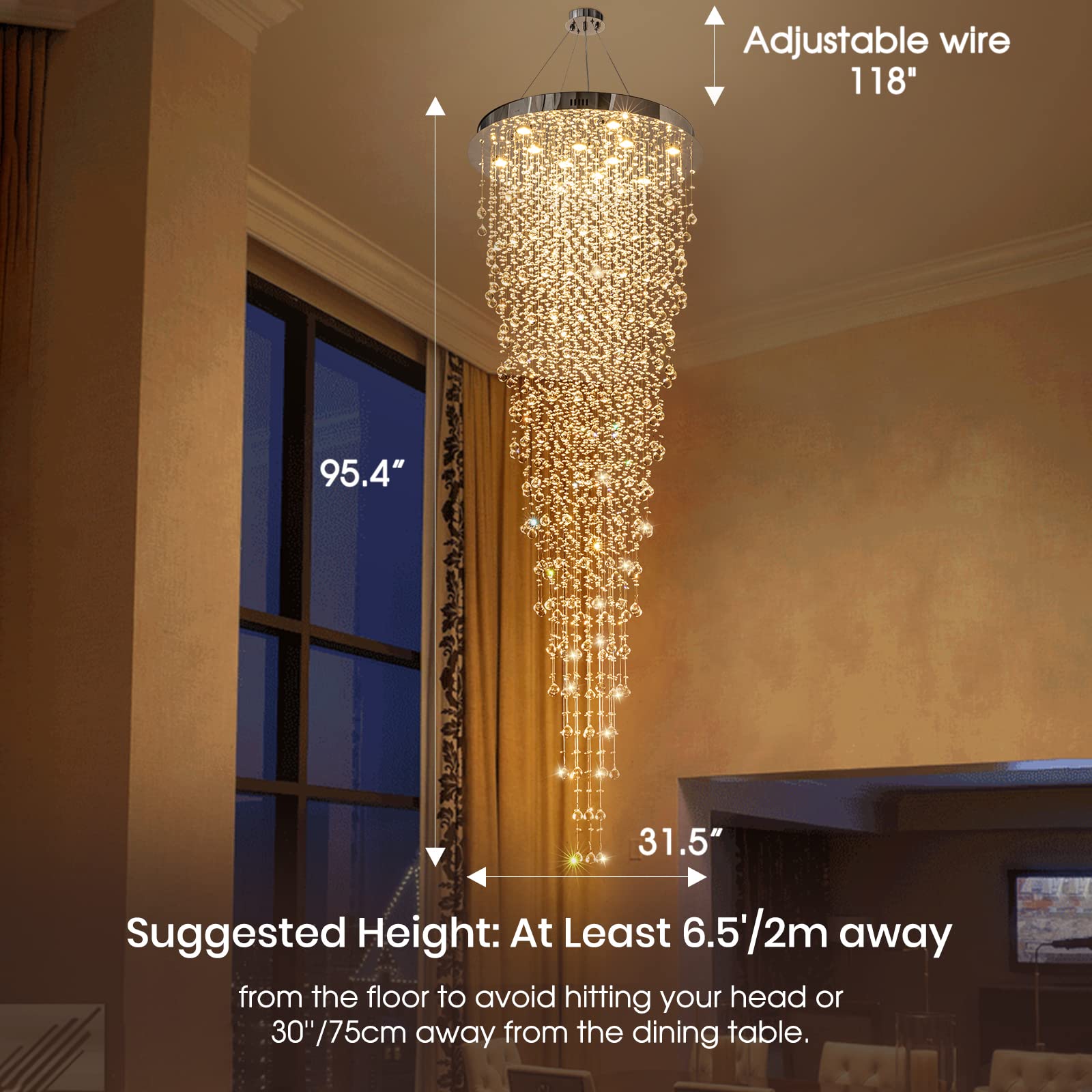 Luxury Modern Large Crystal Chandelier for High Ceilings - 32