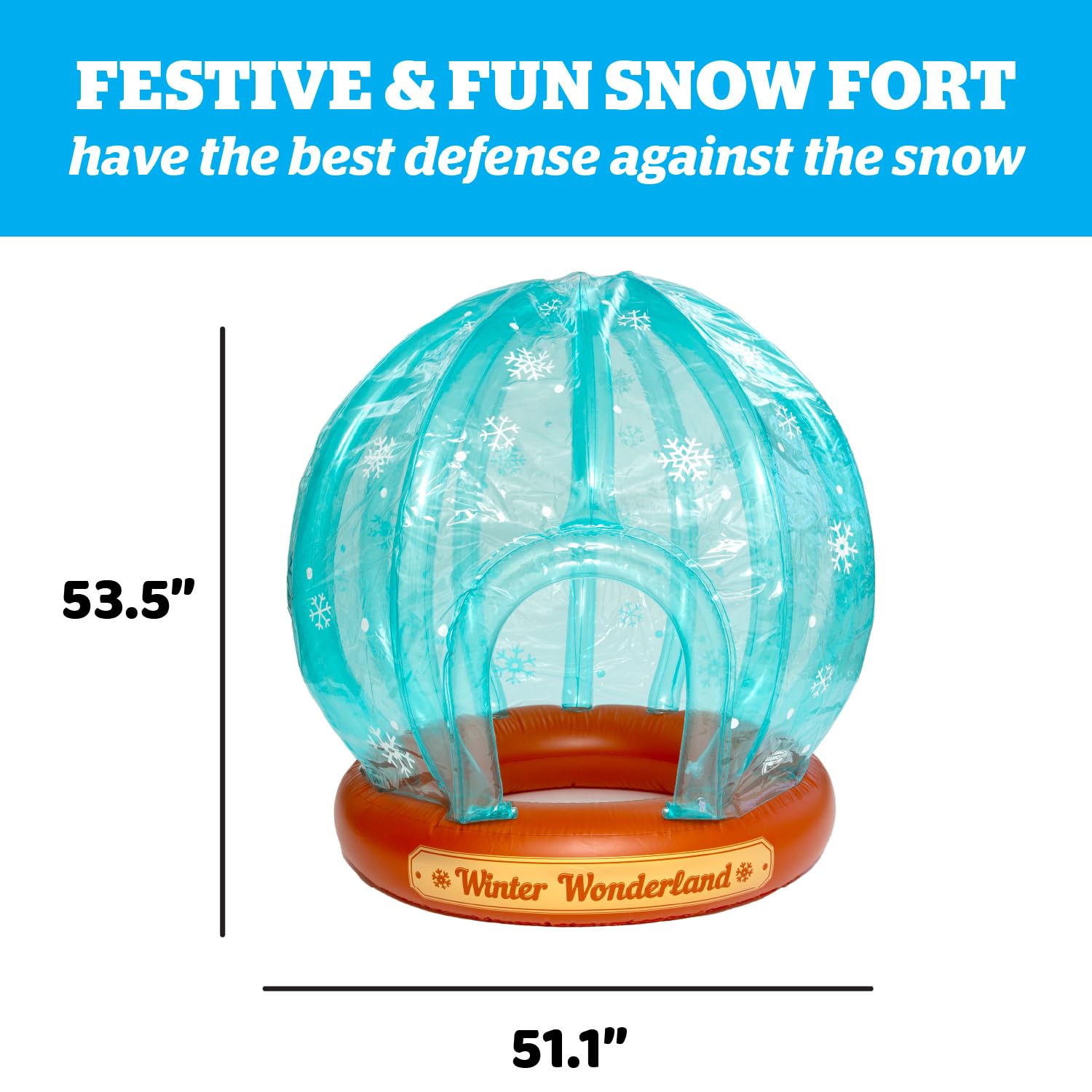 BigMouth Inc Inflatable Snow Globe with Entrance - Giant Inflatable Snow Fort for Indoor & Outdoor Christmas Decorations - Perfect for Yard, Kids Room, Holiday Parties and Winter Wonderland Displays