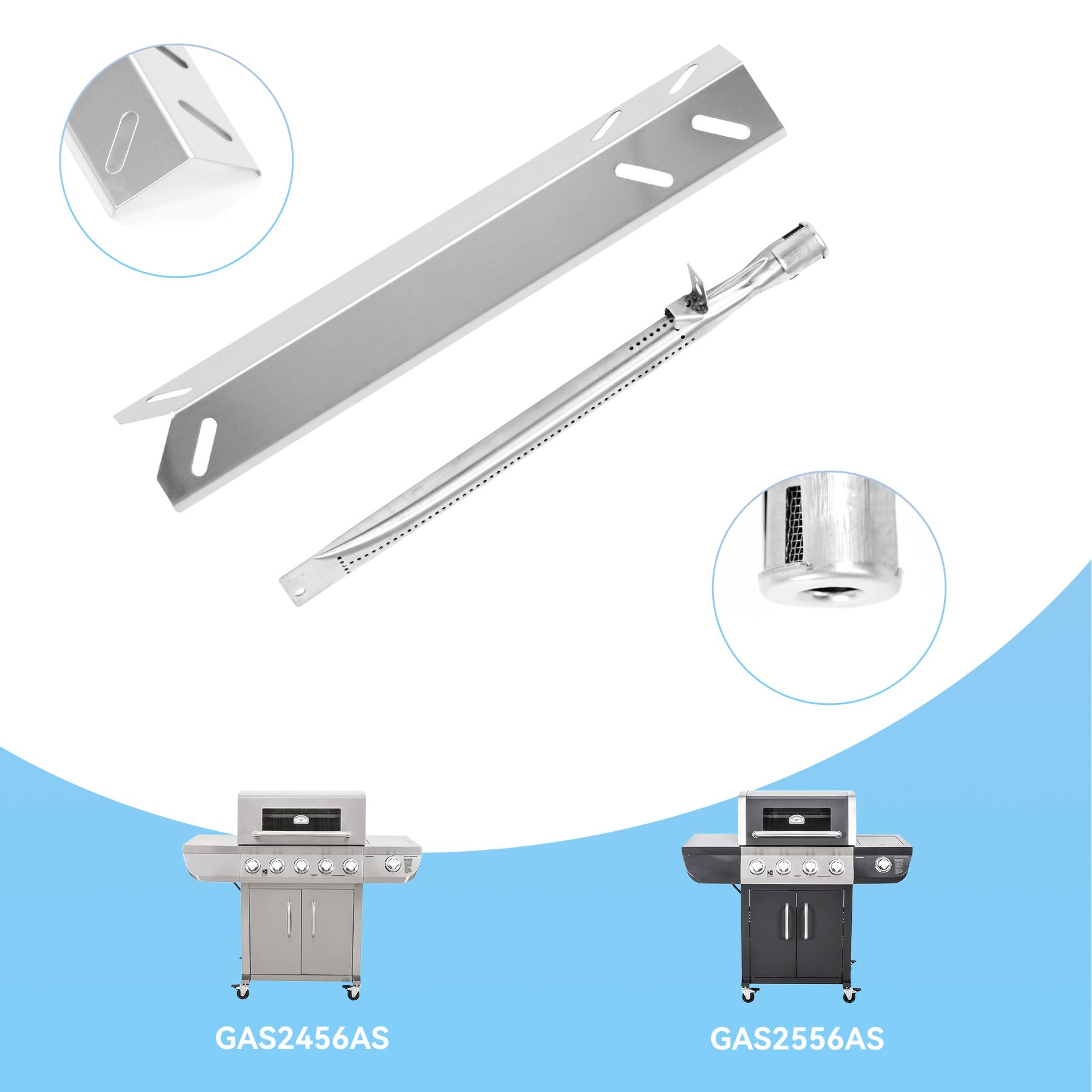 **Cuisinart GAS9556AS Grill Replacement Parts - Compatible with GAS9456AS, 2556, GAS2456AS, GAS2556AS, GAS1456ASO - Burner & Heat Plate for 3-in-1, 4 & 5 Burner Gas Grills - Perfect for Outdoor BBQ, Camping & Backyard Cooking**