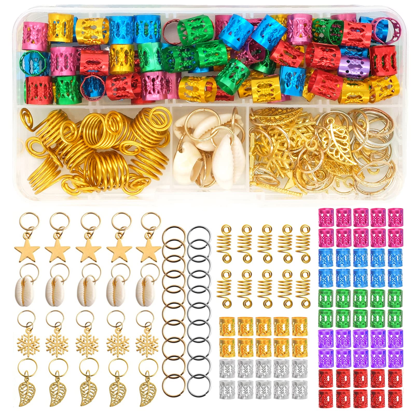 120 Pieces Hair Jewelry for Women - 7 Colorful Braiding Hair Rings with Cute Pendants, Hair Accessories for Braids & Dreadlocks - Perfect for Parties, Weddings & Everyday Styling