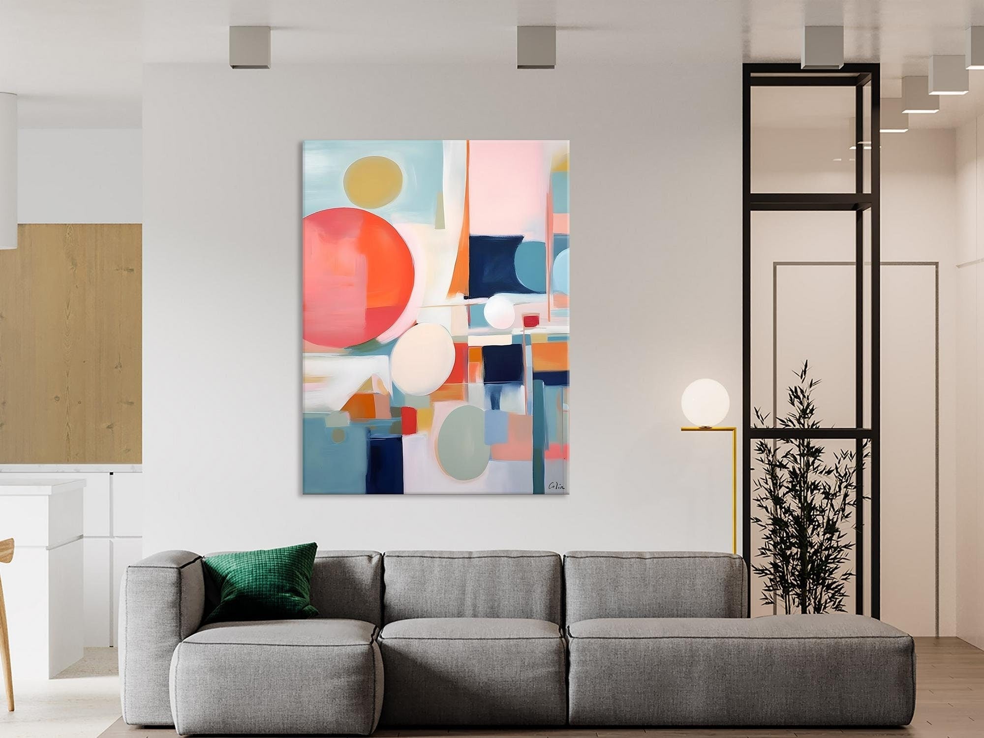 Large Contemporary Wall Art - Acrylic Painting on Canvas - Extra Large Modern Abstract Artwork for Dining Room Decor - Original Handmade Painting for Living Room, Bedroom & Office