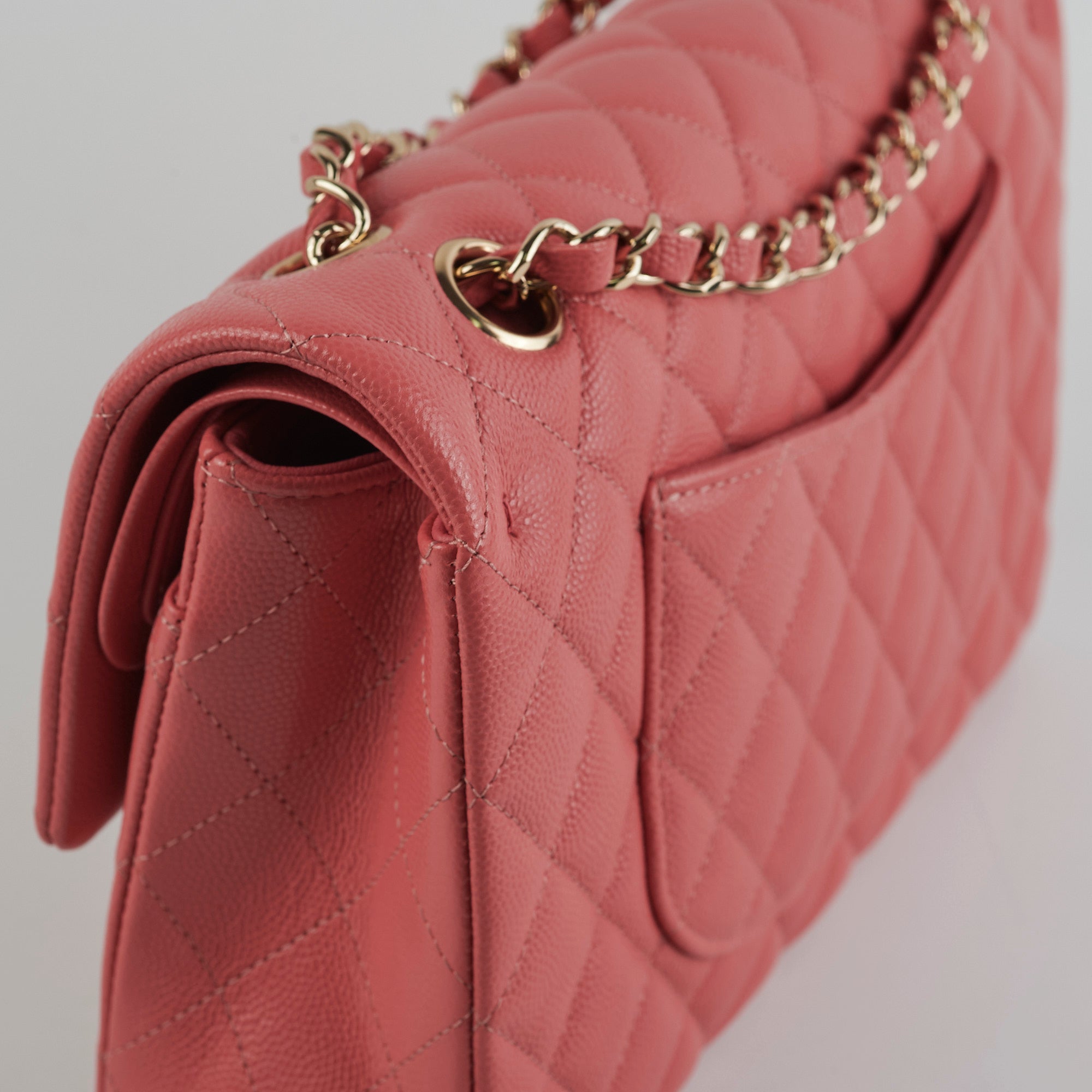 Chanel Caviar Leather Medium/Large Double Classic Flap Bag in Pink - Luxury Handbag for Women, Perfect for Parties, Weddings & Everyday Elegance