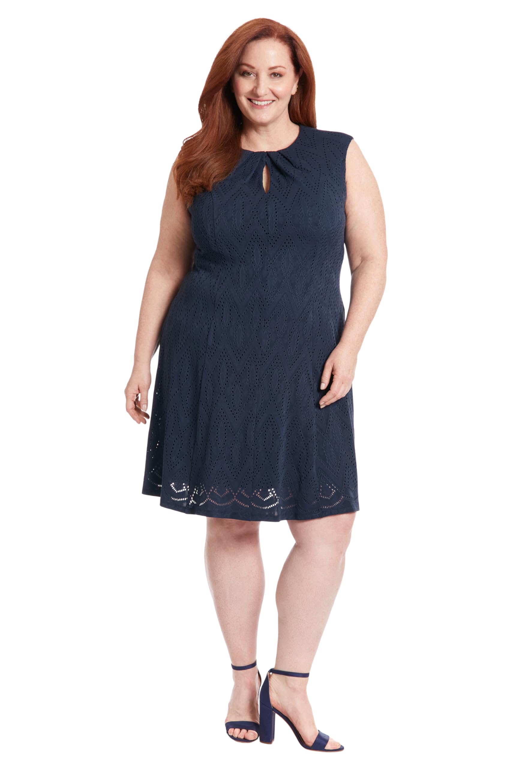 London Times Women's Keyhole Neck Fit & Flare Summer Casual Dress - Perfect for Beach Vacations, Brunch Dates & Outdoor Parties