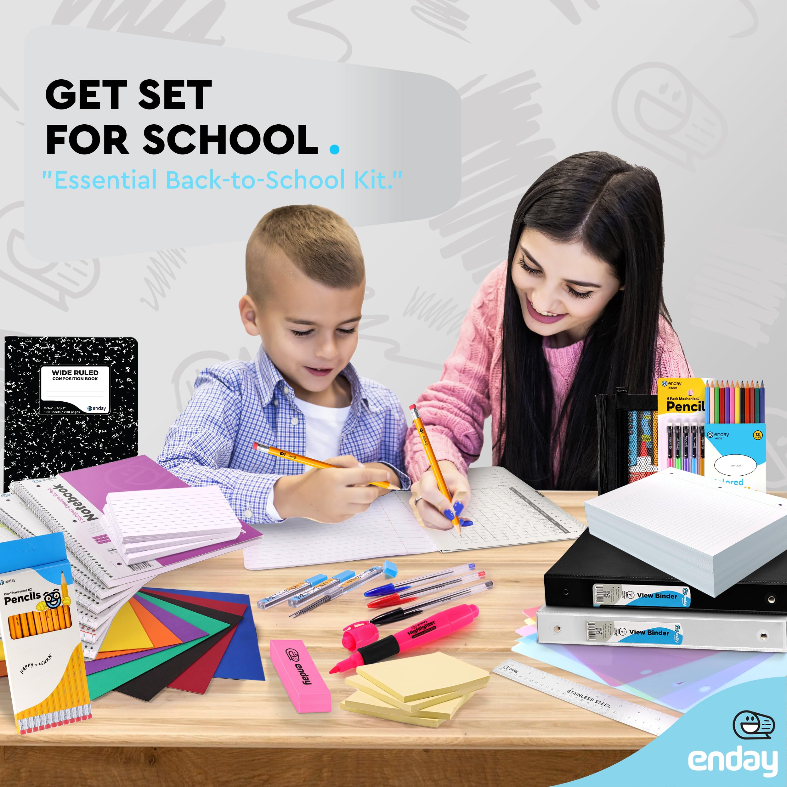 Premium 105-Piece Back to School Supplies Kit for High School & College Students - Essential School Supply Box for Girls & Boys | Perfect for Classroom, Dorm & Study Organization - by Enday