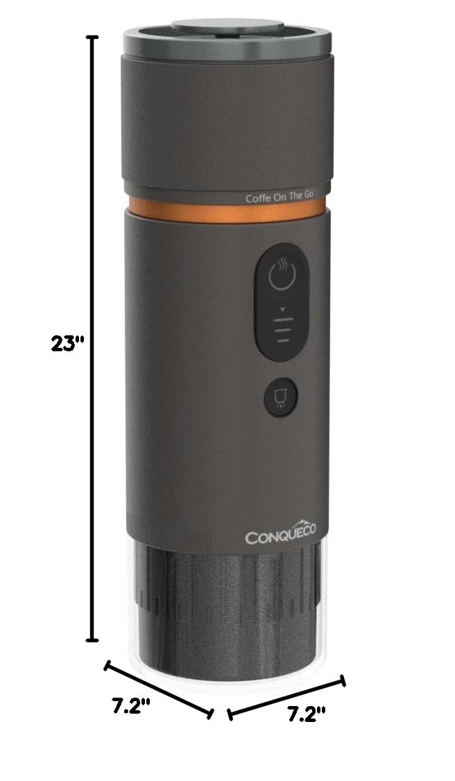CONQUECO Portable Espresso Machine for Travel & Camping - 12V Car Coffee Maker - Fast 2.5 Minute Heating - Makes 8 Cups per Charge - Compact Electric Espresso Maker for Road Trips, Office & Outdoor Adventures