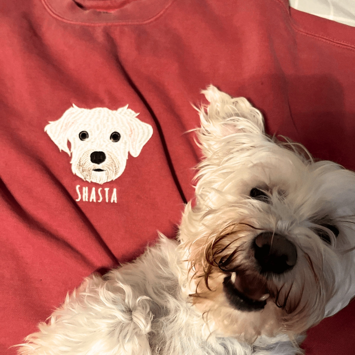 Custom Embroidered Dog Face & Name Sweatshirt for Pet Lovers - Comfort Color® Personalized Dog Owner Apparel | Perfect for Dog Walks, Pet Events & Casual Wear