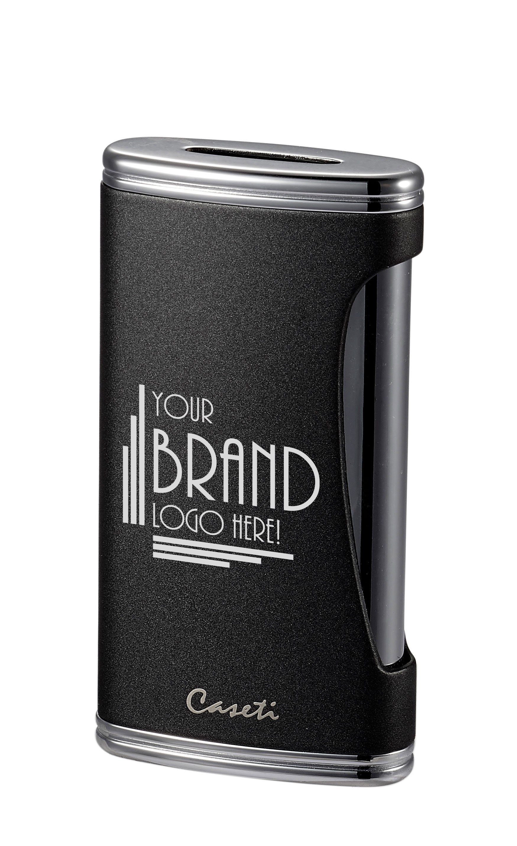 Premium Caseti BigFlat Black Matte Cigar Lighter - Windproof Refillable Butane Torch for Cigars, Cigarettes & Outdoor Use - Perfect for Smoking, Camping & Gifts