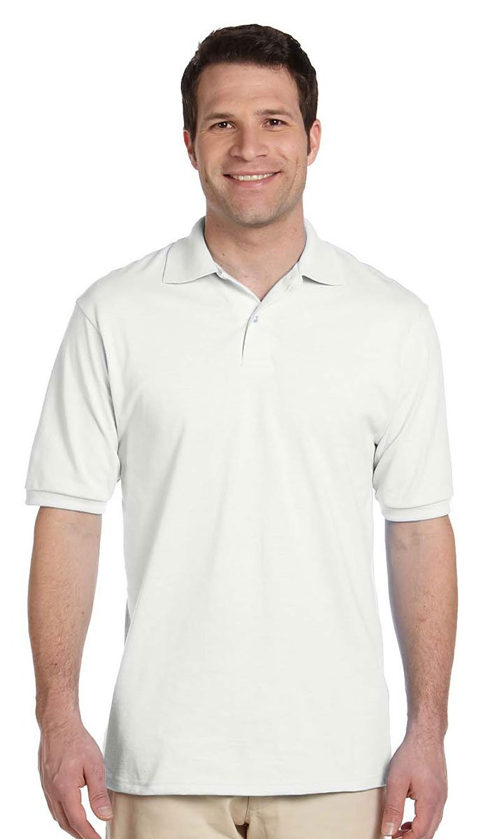 Jerzees Men's Stain Resistant Polo Shirt with SpotShield Technology - White, Medium (12-Pack) | Moisture-Wicking & Odor Control for Work, Golf & Casual Wear