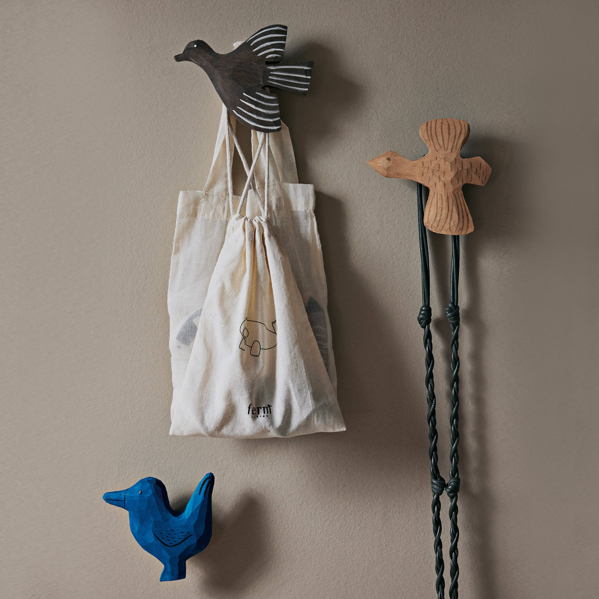 Billie Bird Hook Natural - Premium Wooden Wall Hooks for Home Decor, Kitchen, Bathroom & Entryway Organization