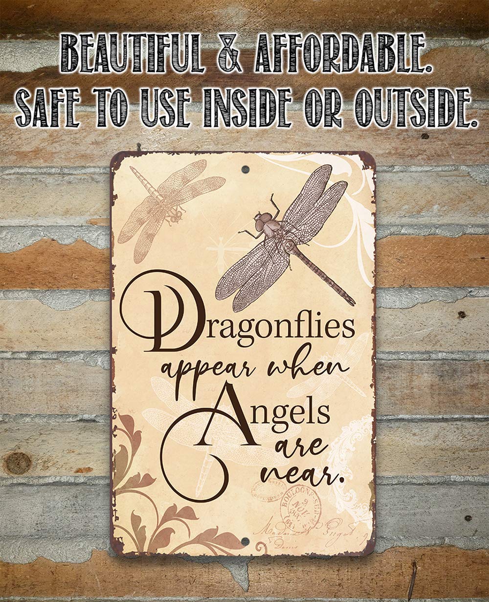Dragonflies Metal Sign - 8x12 Inch Rustic Durable Indoor Outdoor Wall Decor - Perfect for Patio, Garden, Porch & Home Decoration Under $20