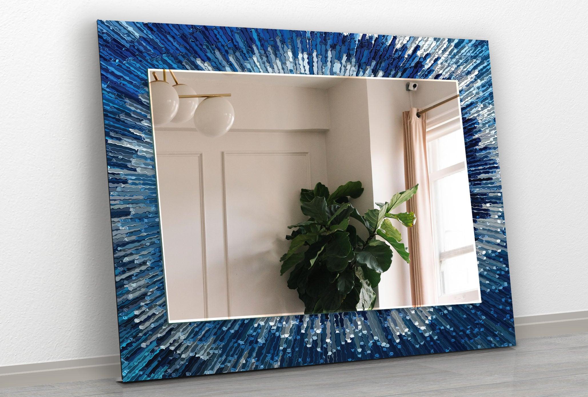Blue Splash Wall Mirror - Decorative Bathroom & Bedroom Mirror - Shatterproof & Stylish Home Decor for Modern Living Spaces