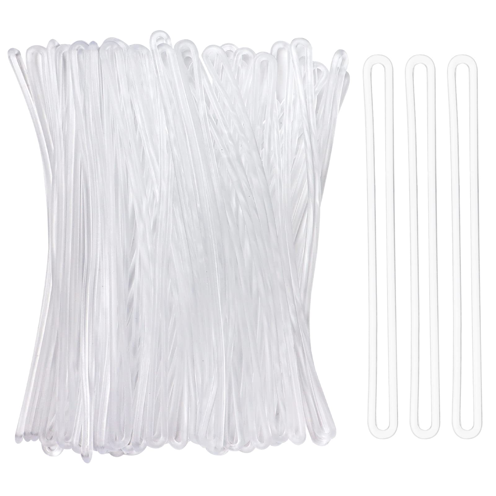 100 Pack Clear Plastic Luggage Straps with Worm Loops - 6 Inch Luggage Tag Holders & ID Card Loops for Travel, Business, and Event Identification (Perfect for Suitcases, Backpacks, and Name Badges)