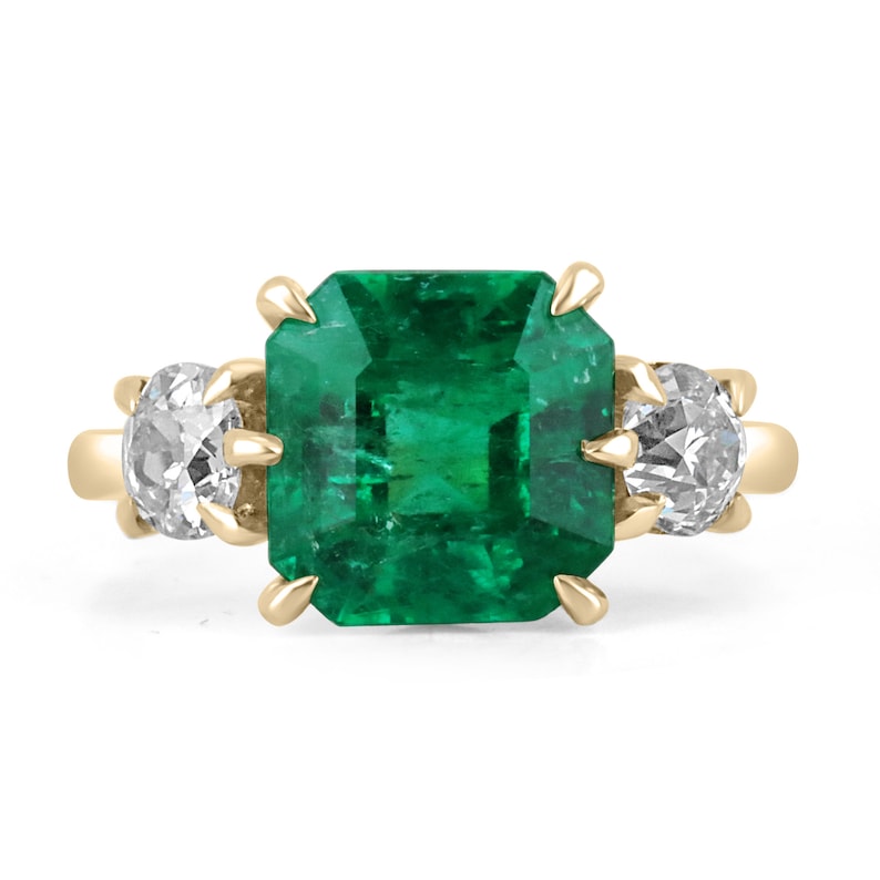 4.58tcw GIA Certified Vintage Style Natural Emerald & OEC Diamond Ring in 18K Gold - Perfect for Engagement, Anniversary & Special Occasion Jewelry Gifts