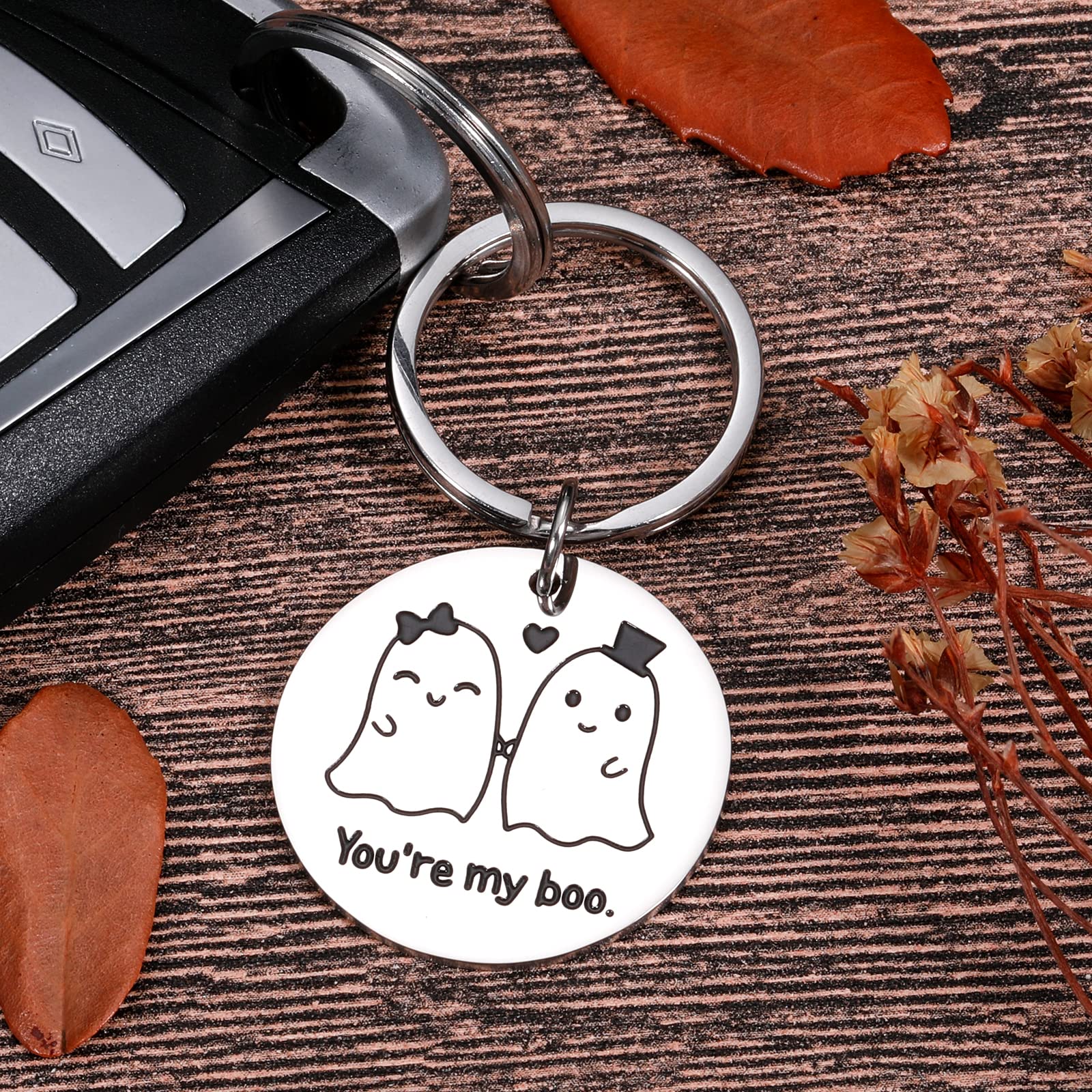 Anniversary Boo Keychain - Romantic Couple Gift for Boyfriend, Girlfriend, Husband, Wife - Valentine's Day, Wedding Anniversary & Birthday Present - Cute Halloween Boo Basket Stuffer for Girls & Boys - Perfect for Couples, Gifts Under $20, Stocking Stuffers & Party Favors