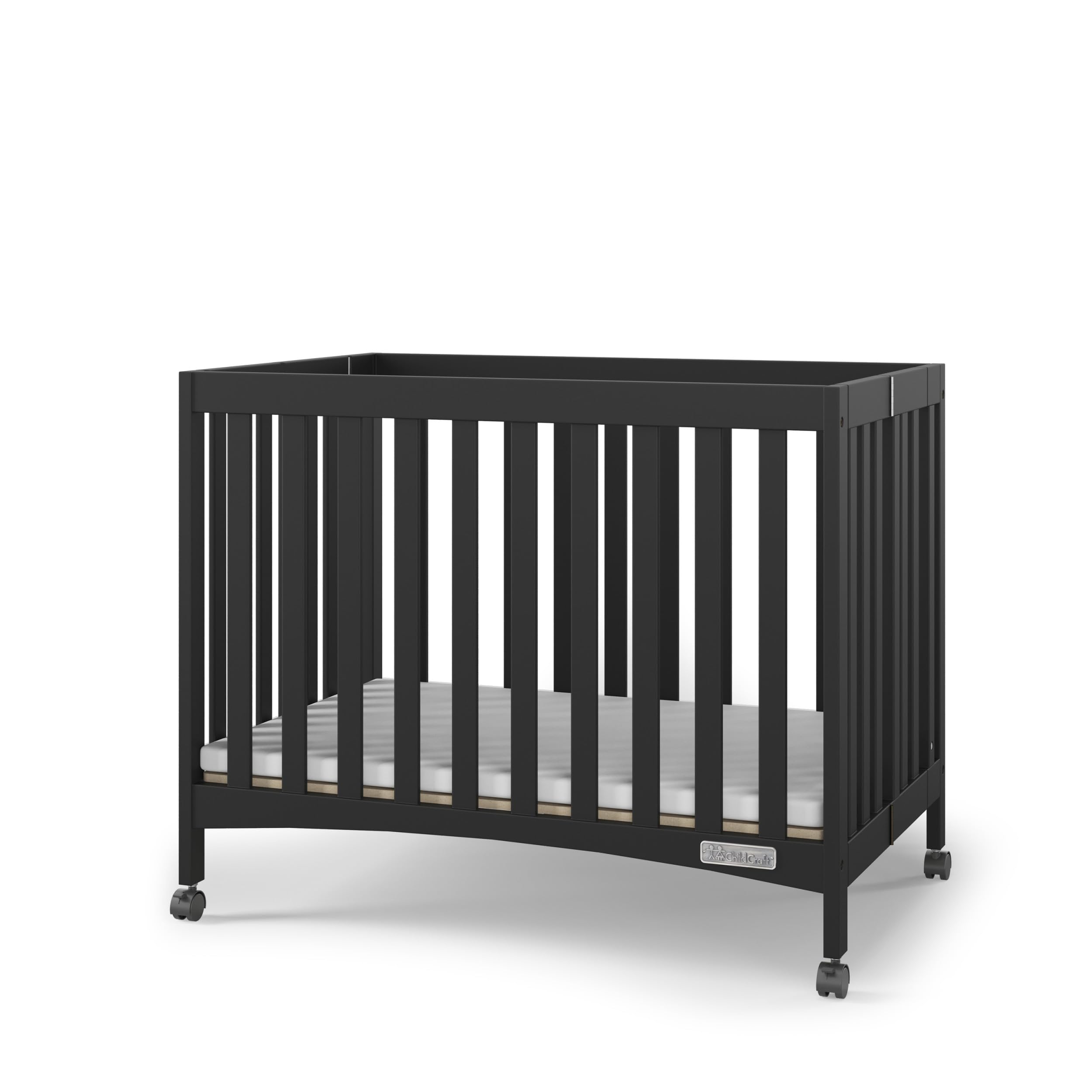 Child Craft London Mini Compact Folding Portable Crib with 2