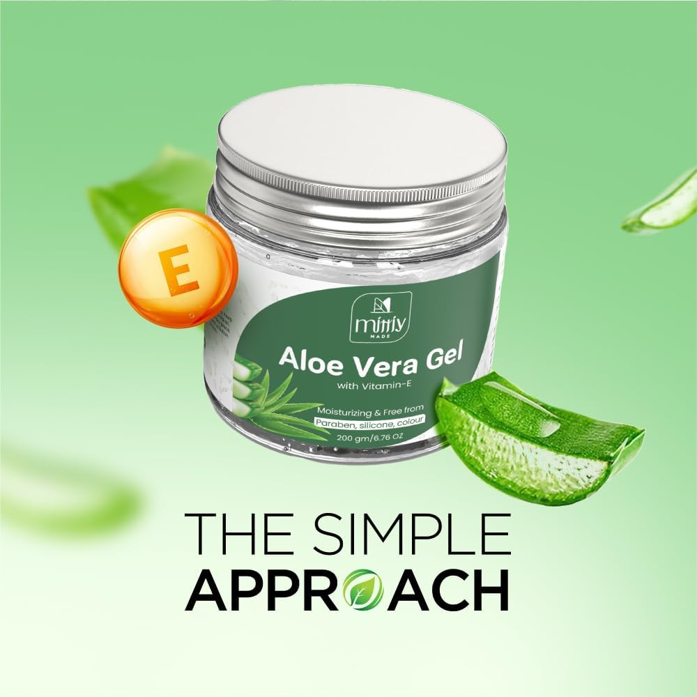 Natural Aloe Vera Gel for Face & Hair - Vitamin E Enriched Moisturizer for Women & Men | Paraben & Silicone Free | Soothing & Hydrating Skin Care | Perfect for Sunburn Relief, Hair Styling & Daily Moisturizing | 200g