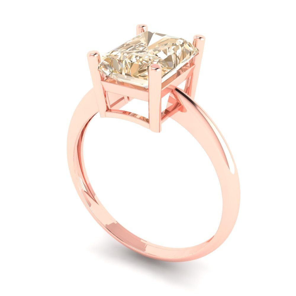 2.5ct Natural Brown Morganite Engagement Ring - Radiant Cut Solitaire in 18K Rose Gold for Wedding, Bridal, Promise & Anniversary | Clara Pucci Jewelry for Romantic Occasions & Special Gifts