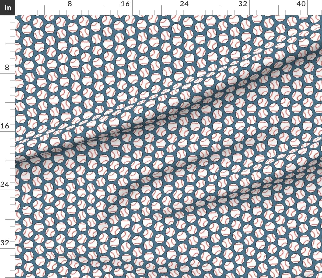 Baseball Print Cotton Poplin Fabric - Dull Blue Play Ball Sport Design for Sewing, Quilting, Dresses & Apparel Crafts - Fat Quarter for DIY Projects, Home Decor & Sports-Themed Creations