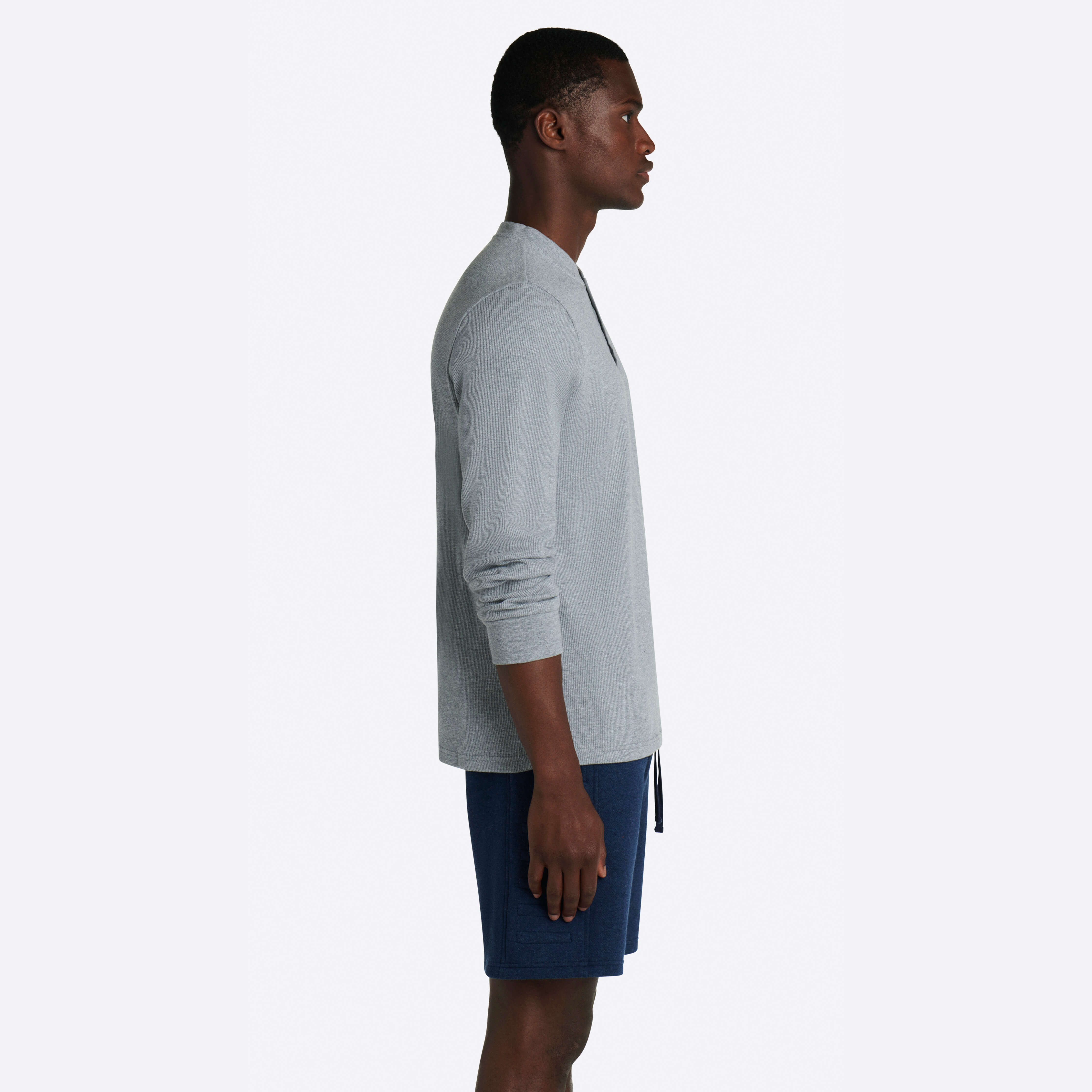 COMFORT Heather Waffle Knit Three Button Henley Shirt for Men - Soft Casual Long Sleeve Top for Fall & Winter Layering