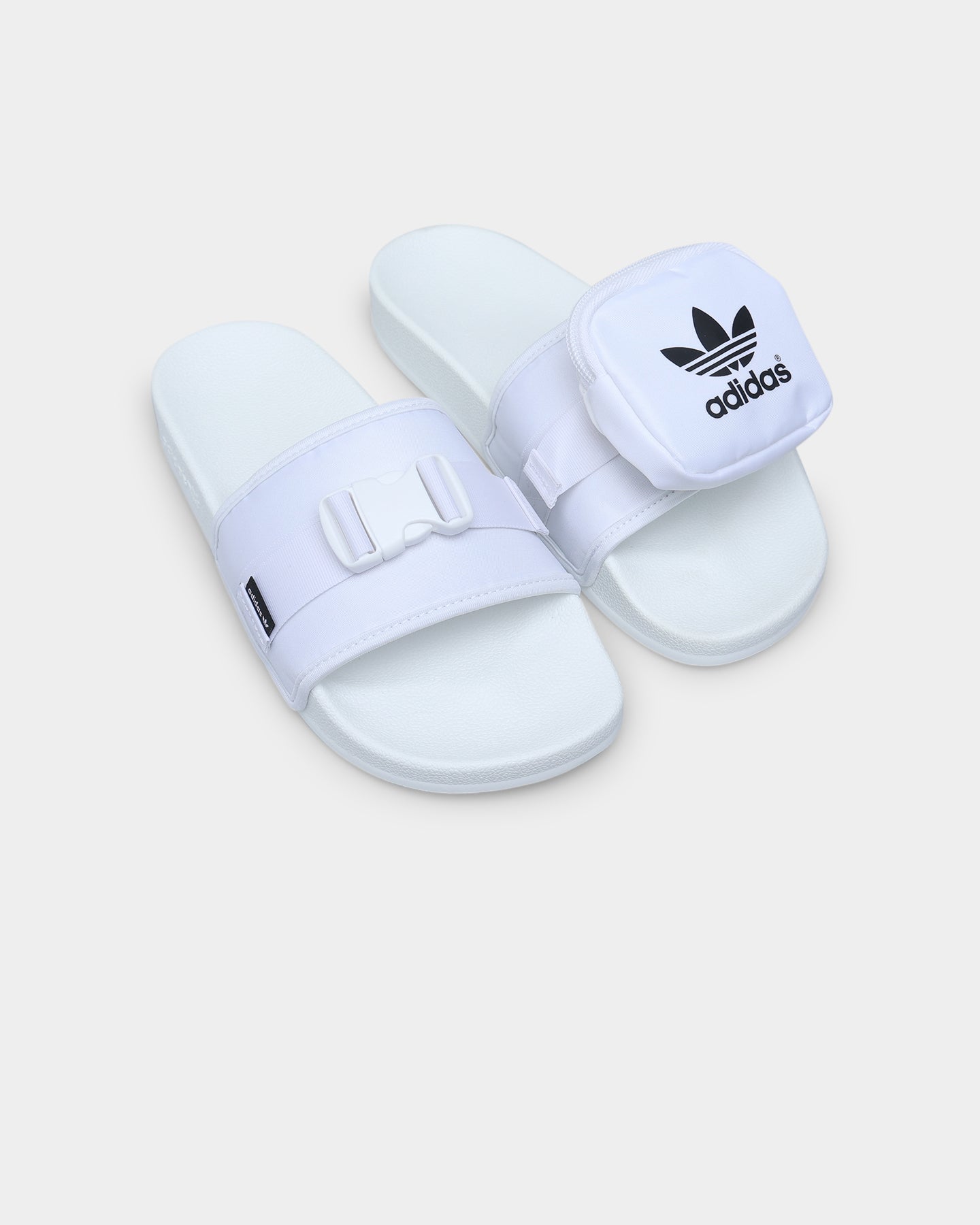 Adidas Pouchylette Slides for Men & Women - Cloud White/Core Black - Comfortable Summer Sandals for Pool, Beach & Casual Wear
