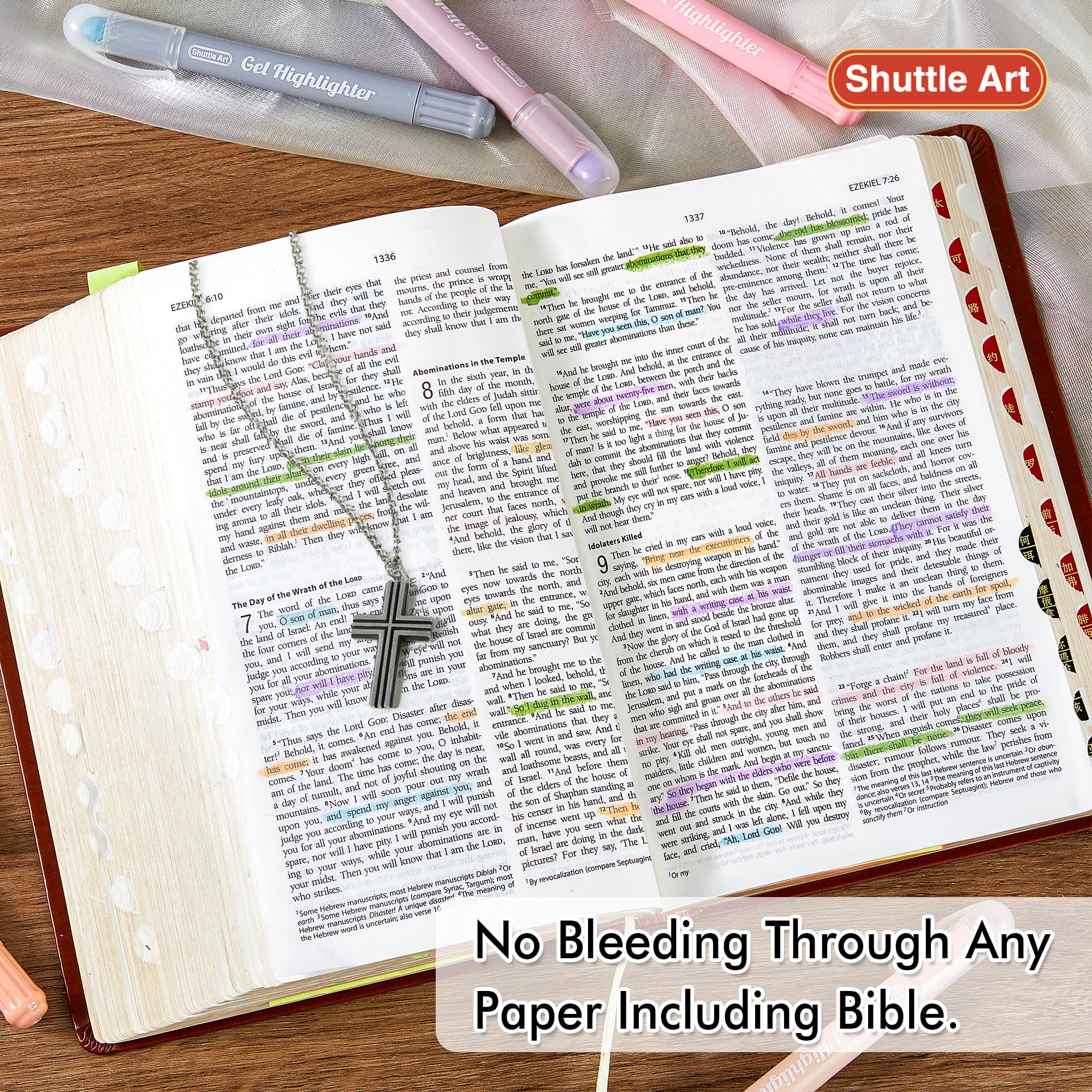 Shuttle Art No Bleed Bible Highlighters & Pens - 12 Mild Colors Gel Highlighters for Bible Journaling, Note Taking & Studying - Perfect for Scripture Marking, School Notes & Planner Organization