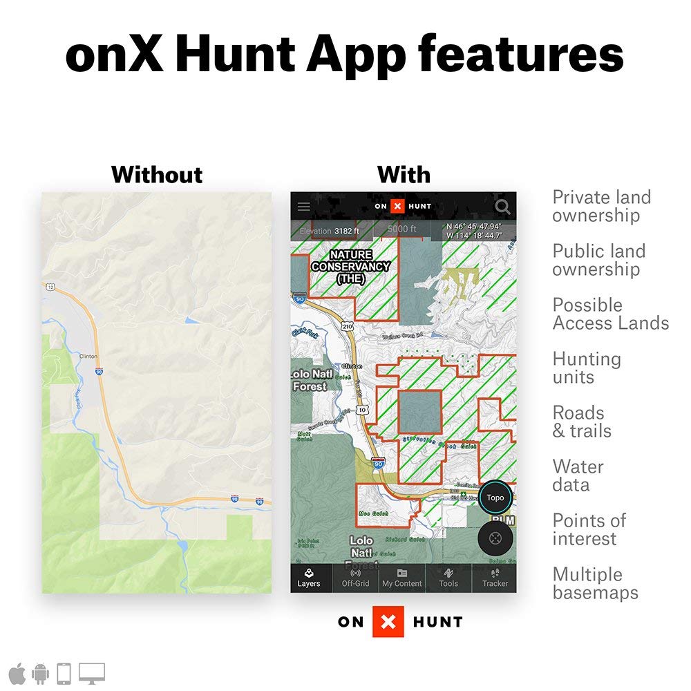 onX Elite: Nationwide GPS Hunting Maps Membership for Phone, Tablet & Computer - Color-Coded Land Ownership, 24K Topographic Maps & Hunting Data - Perfect for Off-Grid Hunting, Hiking & Outdoor Adventures