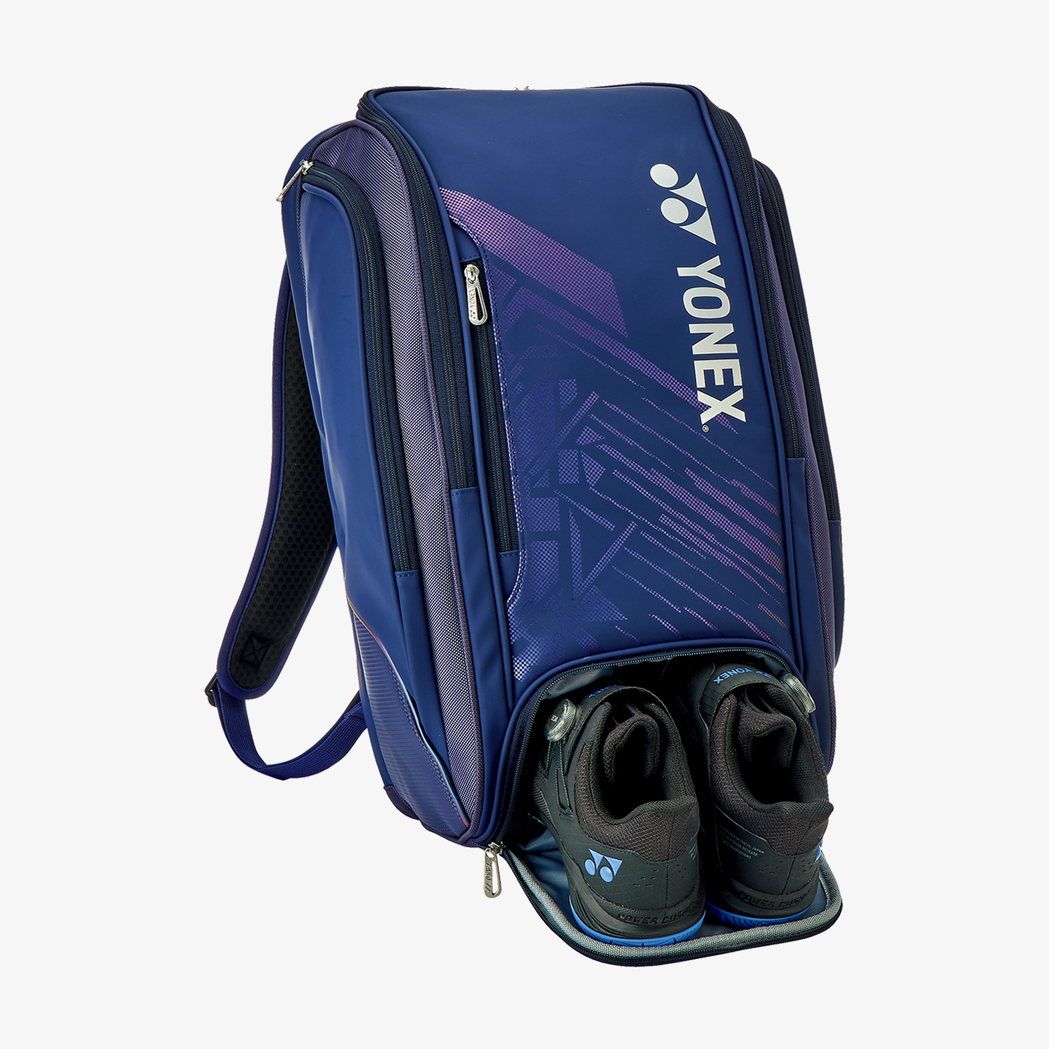 Yonex BAG02512NB Expert Badminton Backpack (Navy/Blue) - Durable Tennis Sports Bag for Players with Shoe Compartment & Water Bottle Holder - Perfect for Gym, Training & Travel