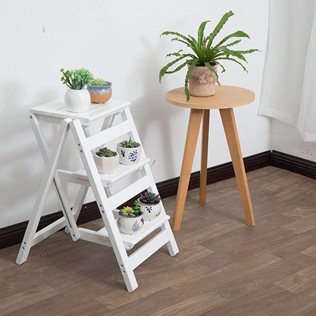 KAZUP Wooden Step Stool for Adults - Foldable Kitchen Step Ladder with Wide Pedal - Non-Slip Indoor Climbing Stool for Home, Bathroom, and Pantry Organization - Perfect for Reaching High Shelves and Cabinets