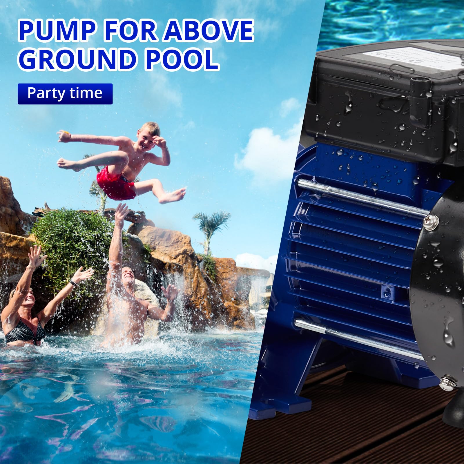0.75HP In-Ground & Above Ground Single Speed Pool Pump - 550W/115V, 2641GPH High Flow Swimming Pool Pump with Filter Basket - Self-Priming, Low Noise, Durable - Perfect for Backyard Pools, Spa Maintenance & Water Circulation