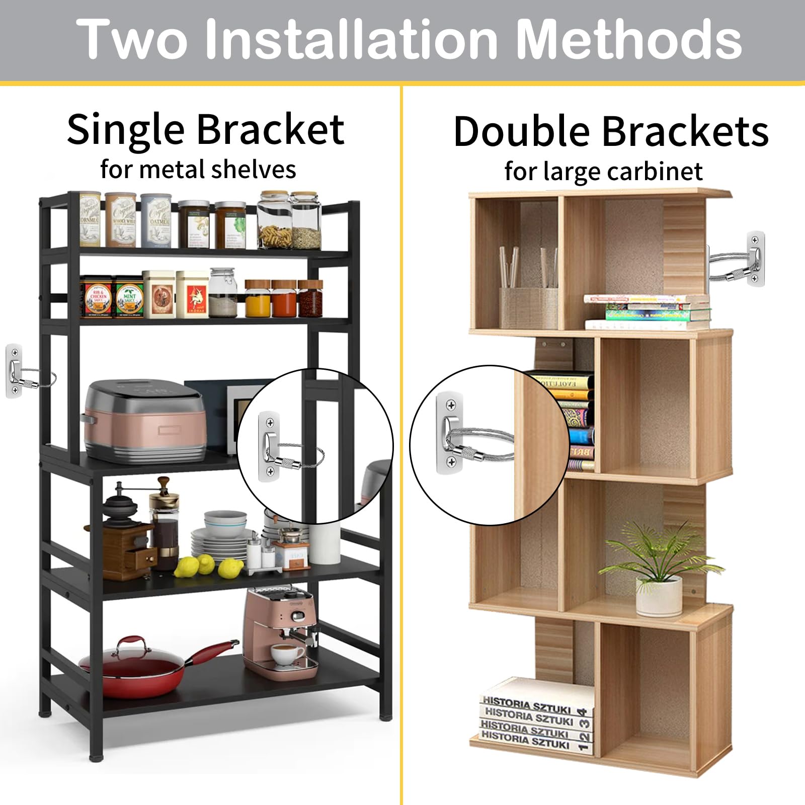 2025 Upgraded Baby Proofing Furniture Anchors (12 Pack) - Heavy Duty 400lb Anti-Tip Wall Straps for Child Safety - Secure Dressers, Bookshelves & Cabinets from Falling - Earthquake & Toddler Proofing Solution for Nursery, Living Room & Office
