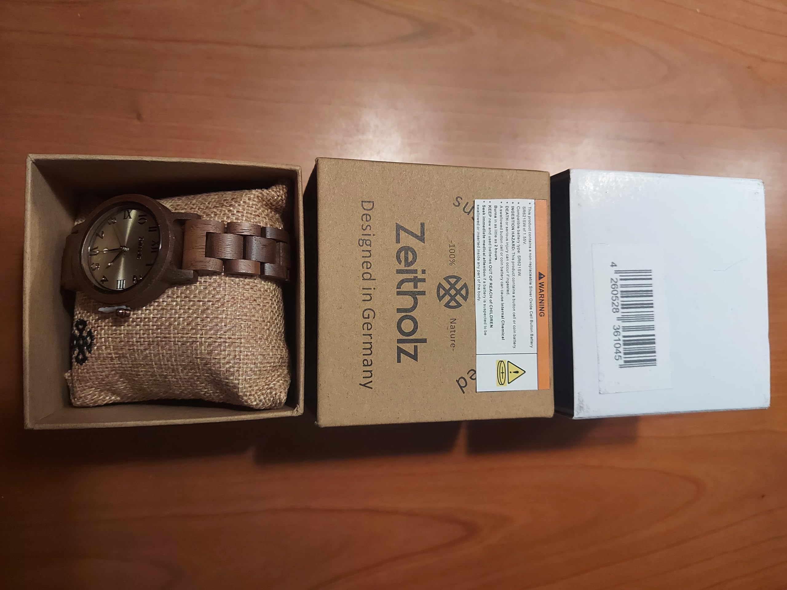 Zeitholz Wooden Watch for Women - 36mm Wolkenstein Analog Watch with Natural Wood, Japanese Quartz Movement & Monthly Calendar - Perfect for Casual Wear, Office & Eco-Friendly Gifts