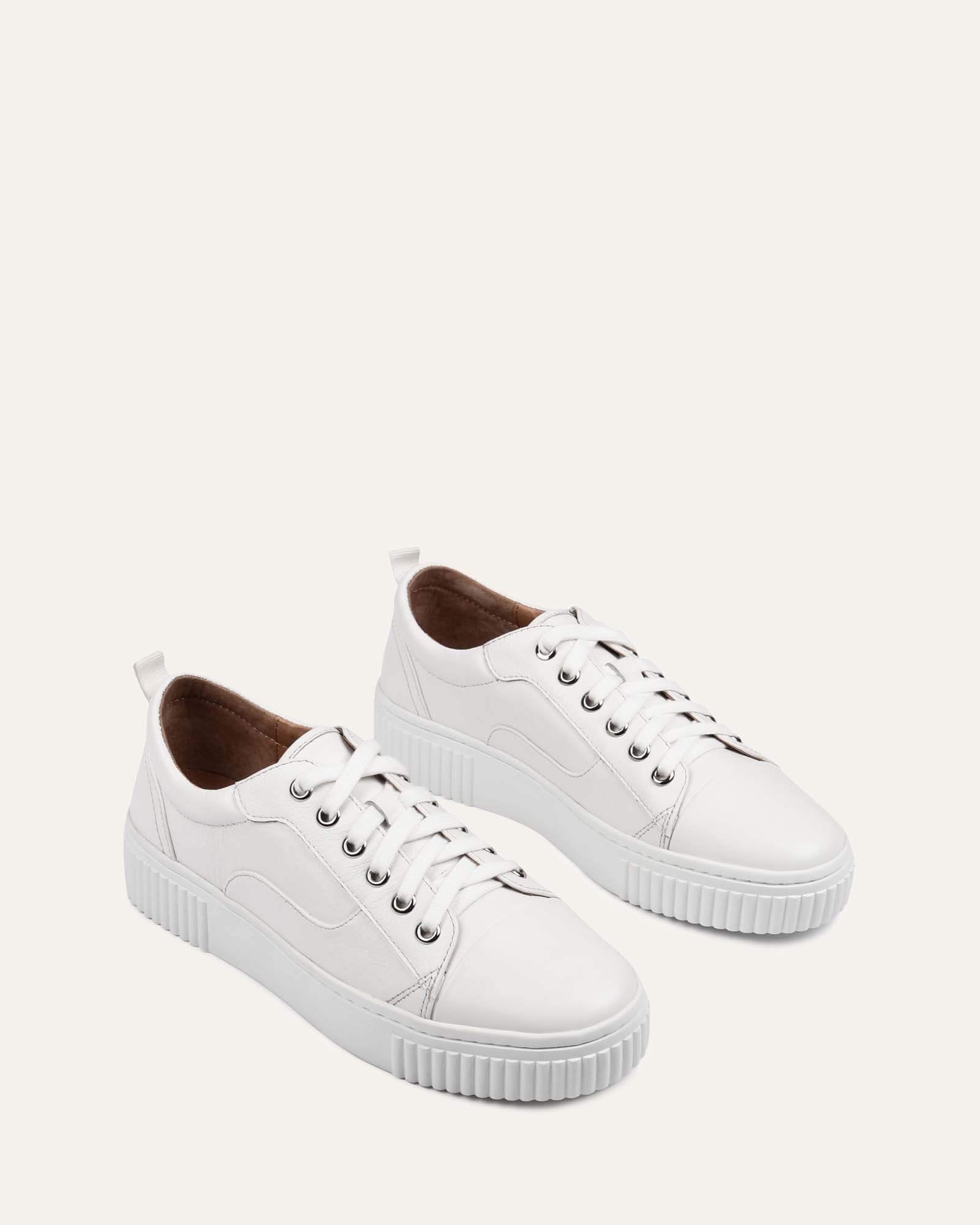 Claremont White Leather Sneakers for Men & Women - Comfortable Casual Walking Shoes for Everyday Wear, Gym, and Travel