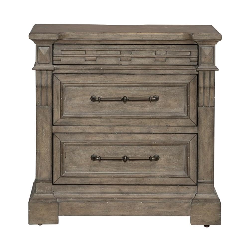 Liberty Furniture Town and Country 3-Drawer Nightstand with USB Charging Station - Bedside Table for Bedroom, Living Room & Guest Room