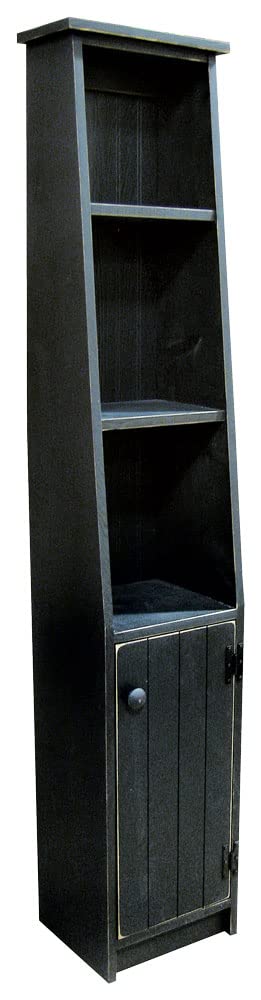 Vintage Narrow Hutch Cabinet in Old Black Finish - Rustic Wooden Storage for Small Spaces - Perfect for Entryway, Living Room, or Bedroom Organization