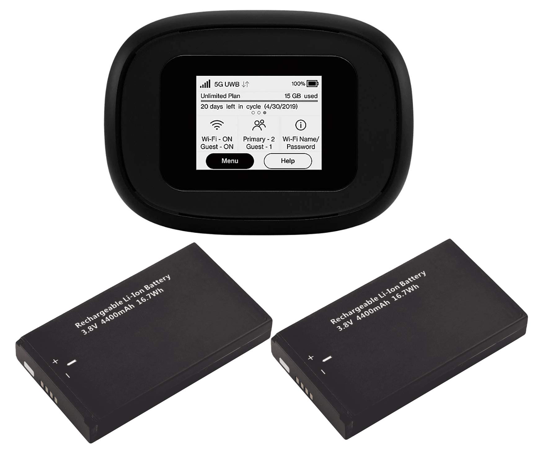 Inseego Verizon 5G/4G LTE MiFi M1000 Hotspot Bundle with 2 Batteries (1 Stock + 1 Extra) - Connect 15 WiFi & 1 Wired Device - Dual Band 2.4GHz & 5GHz - Perfect for Remote Work, Travel, and Business Connectivity
