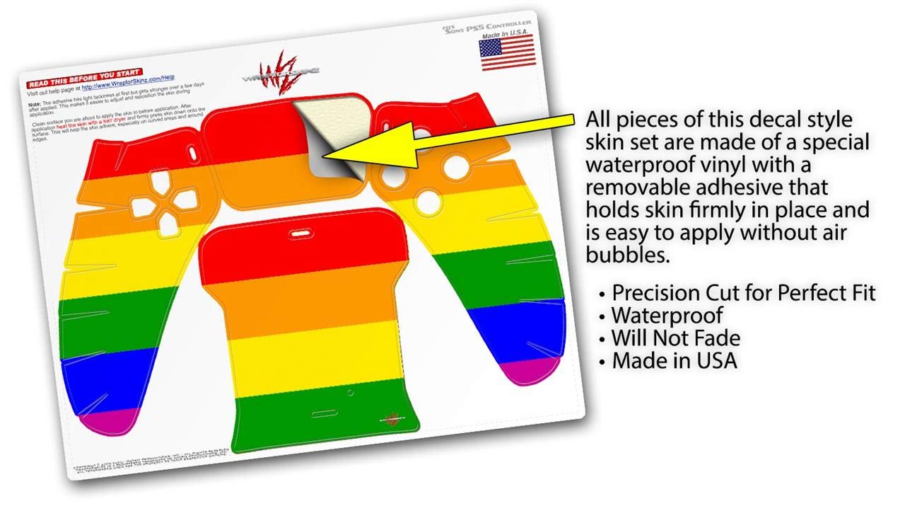 PS5 DualSense Controller Skin Wrap - Rainbow Stripes for Gaming & Protection