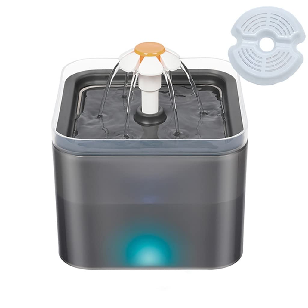 SLATIOM 2L Automatic Cat Water Fountain with LED Light, USB Pet Water Dispenser with Filtration System - Quiet Recirculating Water Bowl for Cats & Small Dogs - Perfect for Home, Office or Travel Use (Color: C)