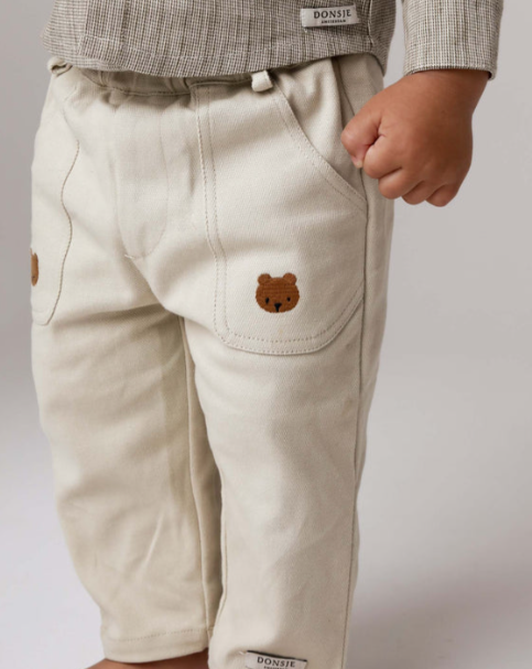 Donsje Kassim Bear Pants for Baby Boys & Girls (6M-30M) - Soft Cotton Comfort for Playtime & Everyday Wear