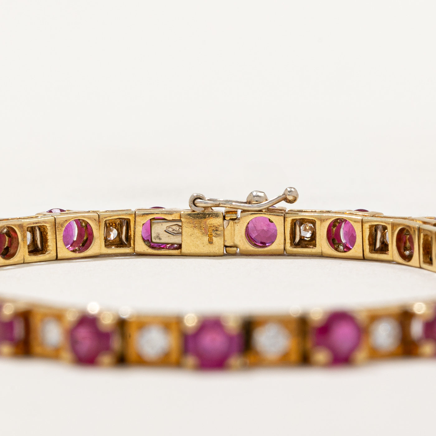 2002 London Hallmarked Burmese Ruby & Diamond Tennis Bracelet | 5.75ctw Genuine Ruby & 1.15ctw Diamonds | 7.25 Inch Luxury Jewelry for Women | Perfect for Weddings, Anniversaries & Special Occasions