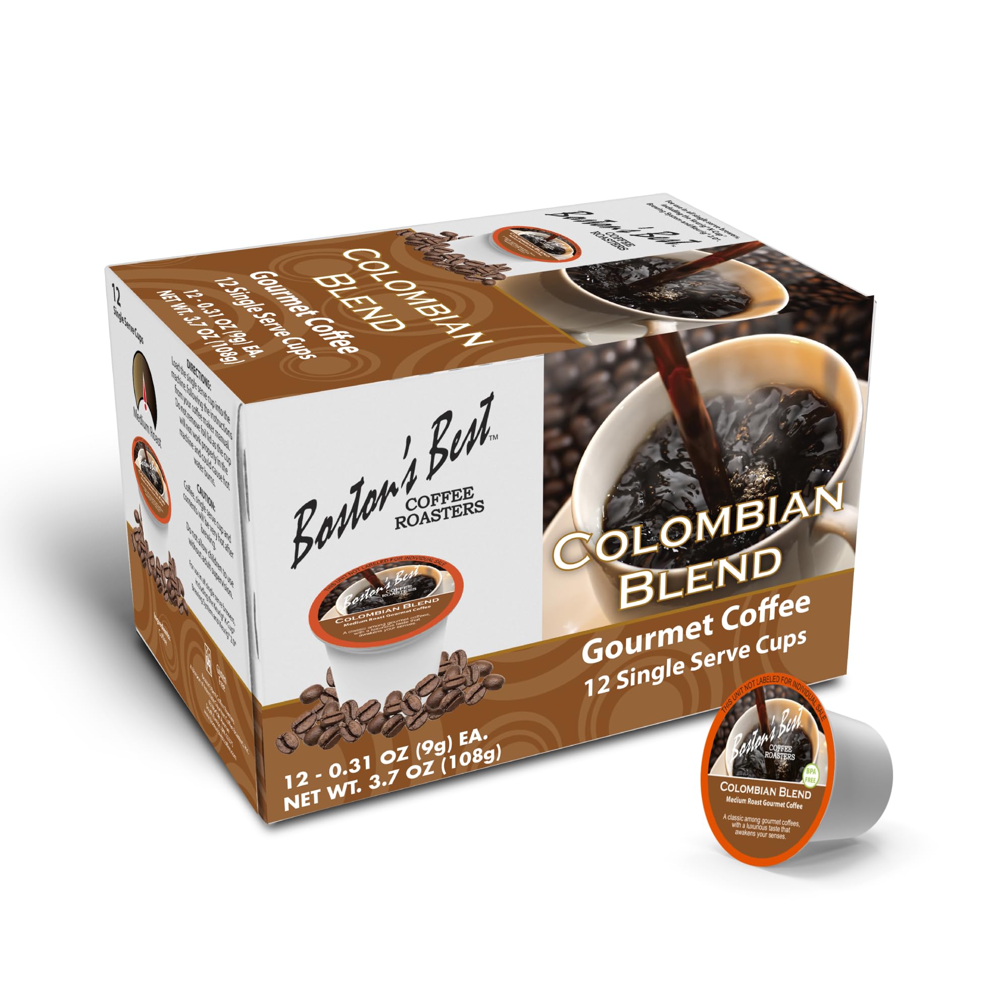 Boston’s Best Colombian Blend Gourmet Coffee – Medium Roast, Bold Flavor, Keurig Compatible K-Cups (12 Count) – Perfect for Home, Office & Morning Brews