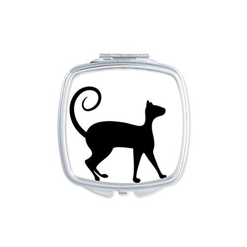 DIYthinker Black Cat Art Outline Mirror - Portable Compact Double-Sided Pocket Makeup Mirror for Pet Lovers | Perfect for Travel, Purse & Home Vanity